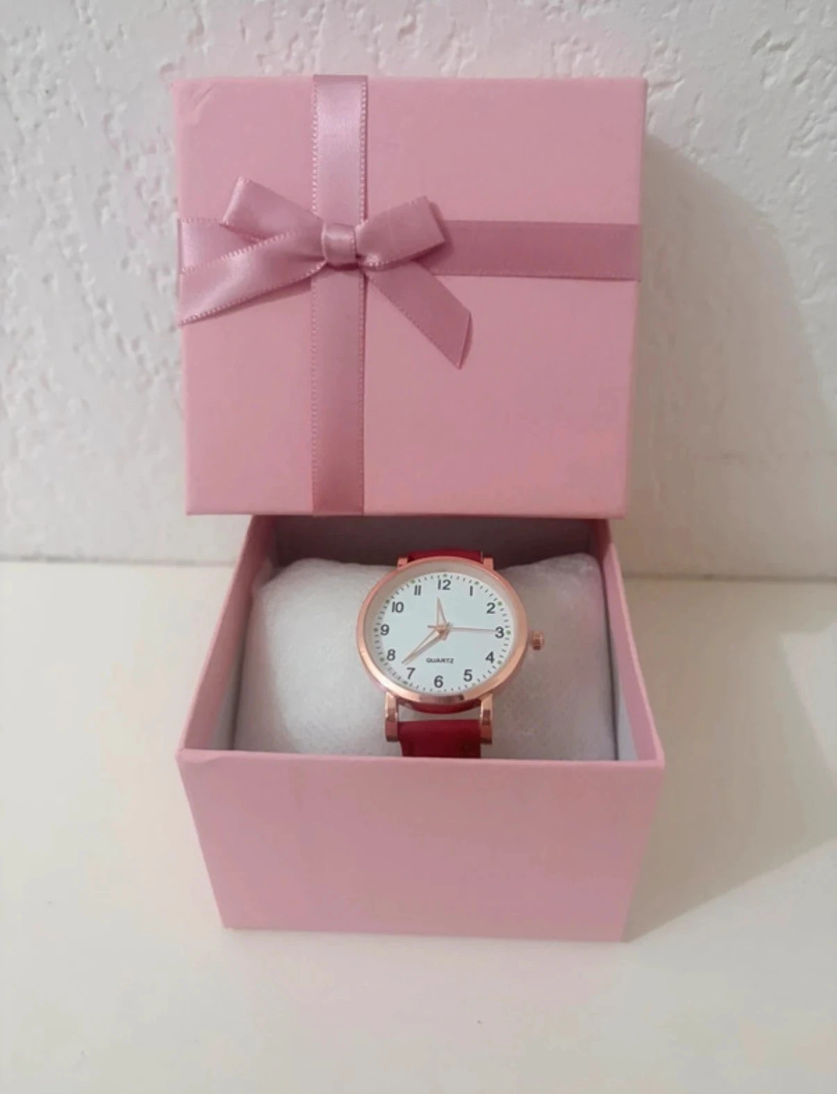 Stijlvolle minimalistische quartzhorloge - Bordeaux bandje en rosé vergulde behuizing – photo 2